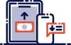 Mobile banking transactions icon with devices.