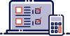 Online survey checklist with calculator icon